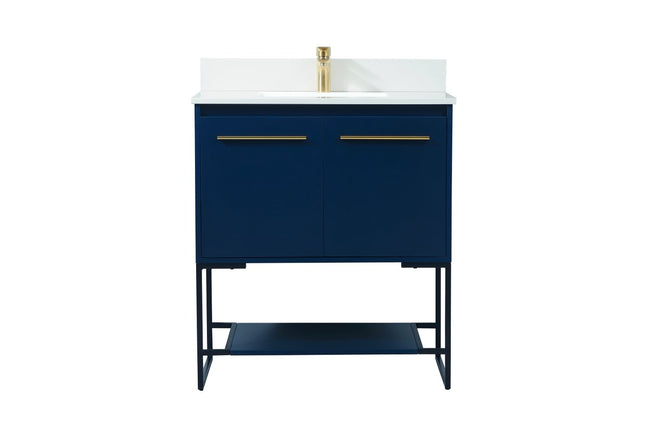 VF42530MBL-BS 30" Single Bathroom Vanity in Blue With Backsplash