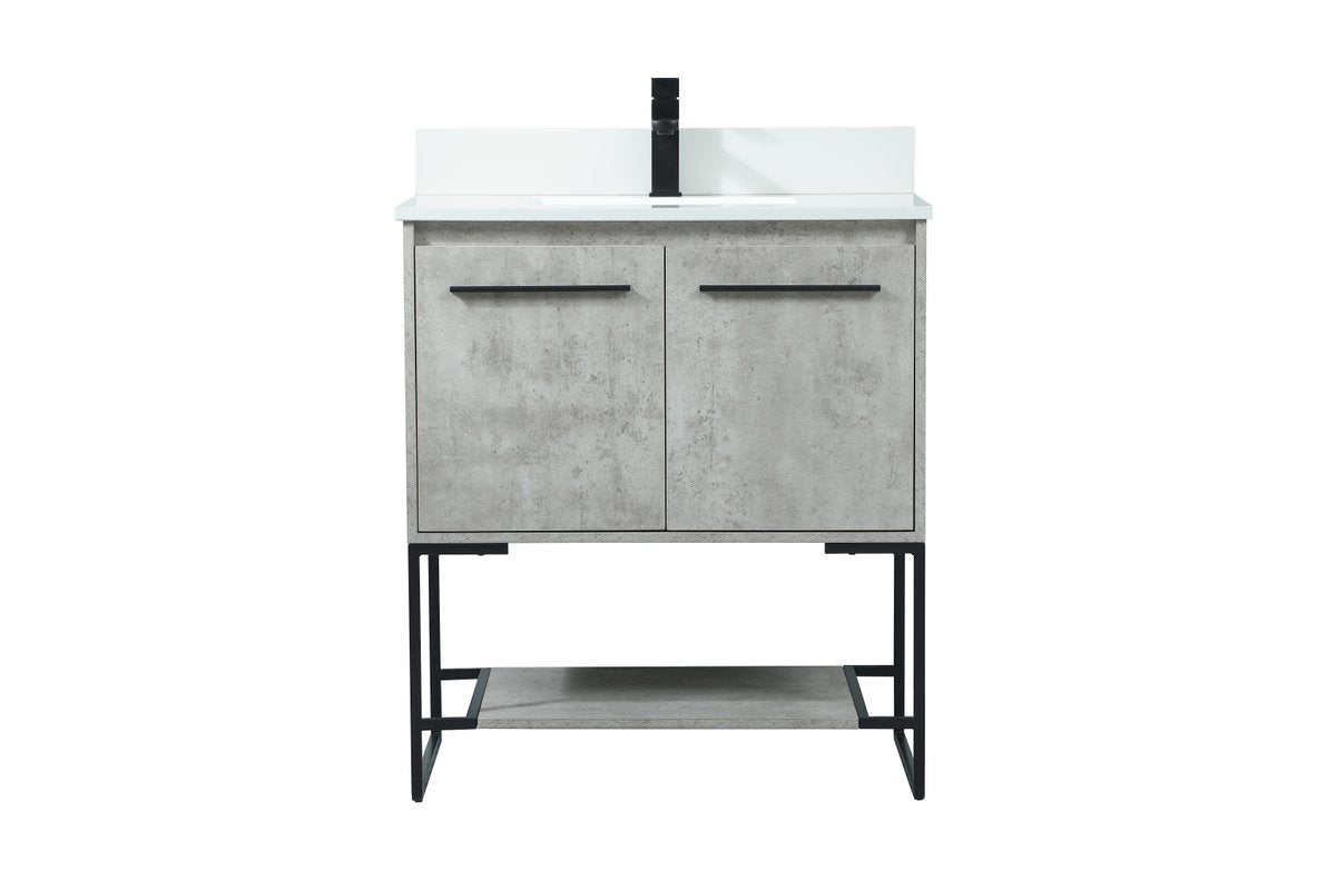 VF42530MCG-BS 30" Single Bathroom Vanity in Concrete Grey With Backsplash