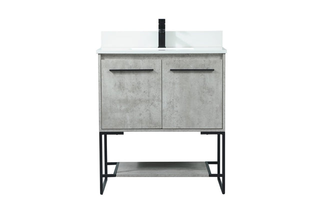 VF42530MCG-BS 30" Single Bathroom Vanity in Concrete Grey With Backsplash