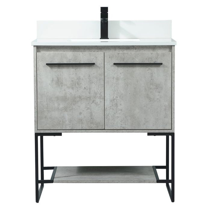 VF42530MCG-BS 30" Single Bathroom Vanity in Concrete Grey With Backsplash