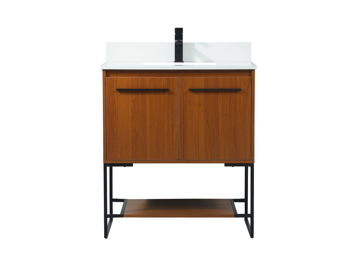 VF42530MTK-BS 30" Single Bathroom Vanity in Teak With Backsplash