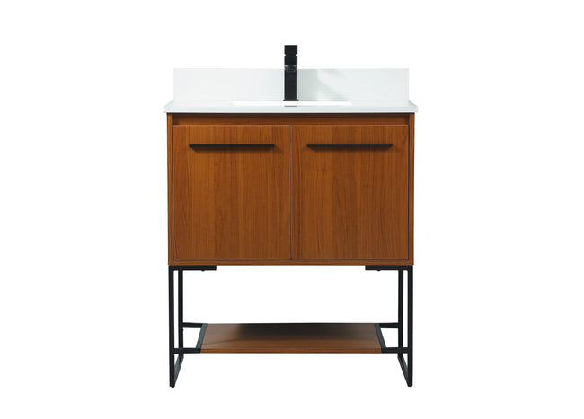 VF42530MTK-BS 30" Single Bathroom Vanity in Teak With Backsplash