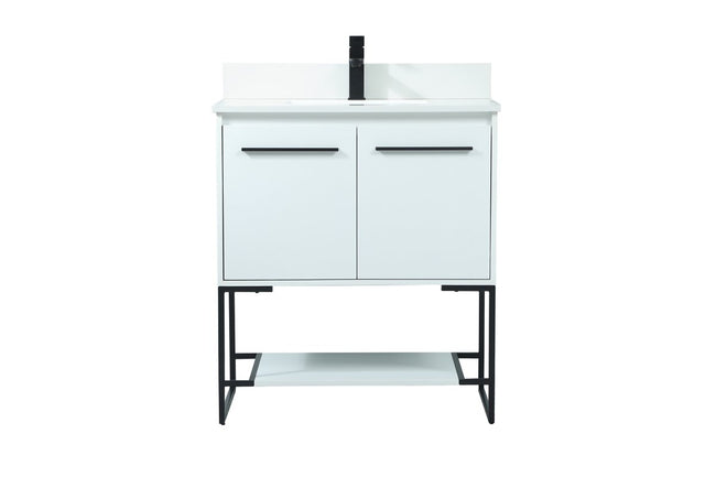 VF42530MWH-BS 30" Single Bathroom Vanity in White With Backsplash