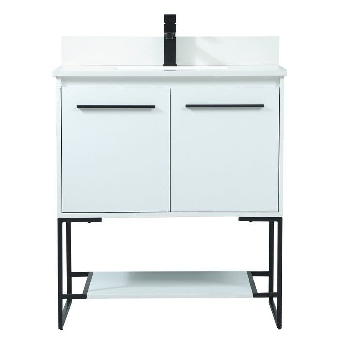 VF42530MWH-BS 30" Single Bathroom Vanity in White With Backsplash
