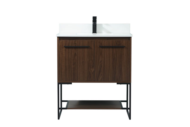 VF42530MWT-BS 30" Single Bathroom Vanity in Walnut With Backsplash
