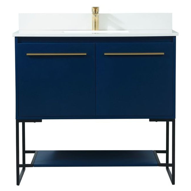VF42536MBL-BS 36" Single Bathroom Vanity in Blue With Backsplash