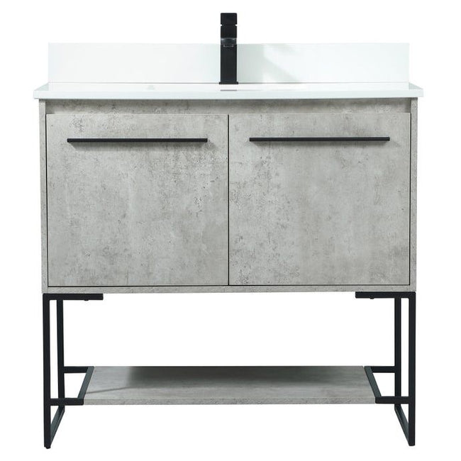VF42536MCG-BS 36" Single Bathroom Vanity in Concrete Grey With Backsplash