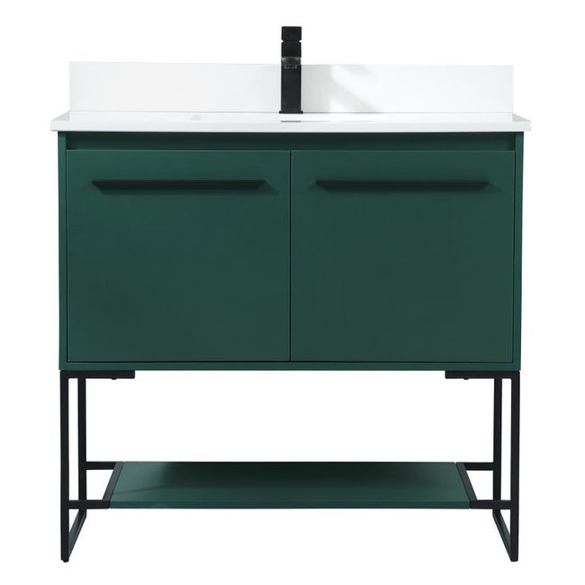 VF42536MGN-BS 36" Single Bathroom Vanity in Green With Backsplash