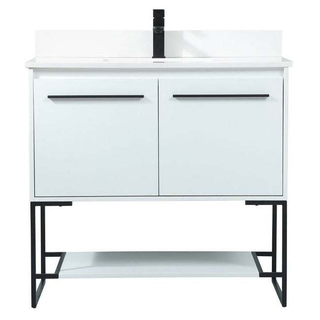 VF42536MWH-BS 36" Single Bathroom Vanity in White With Backsplash