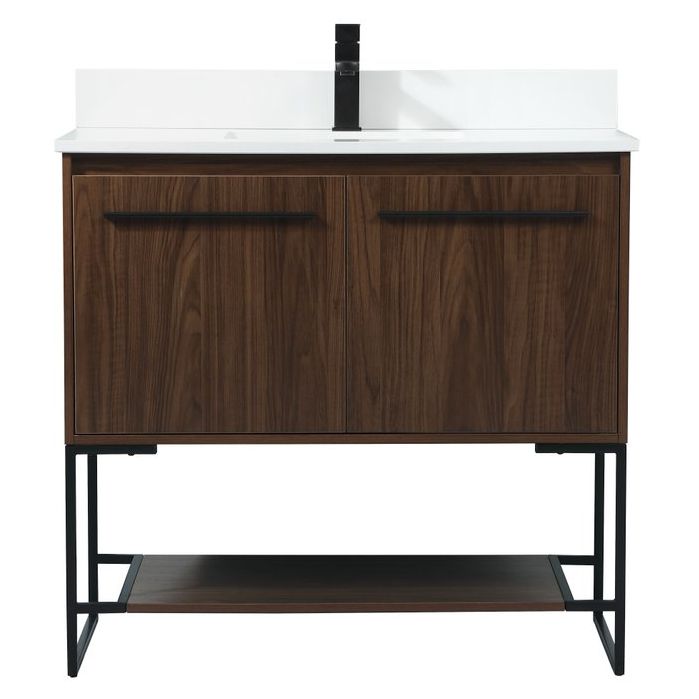 VF42536MWT-BS 36" Single Bathroom Vanity in Walnut With Backsplash