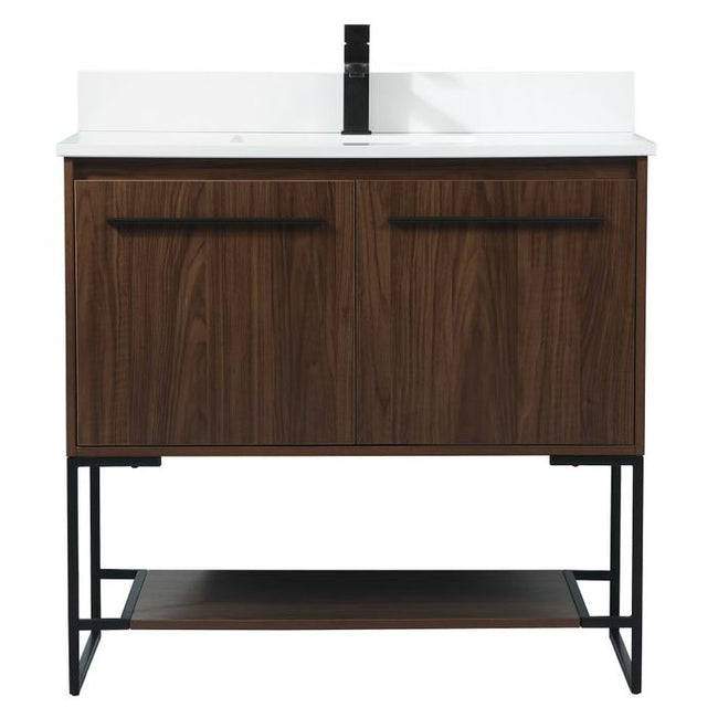 VF42536MWT-BS 36" Single Bathroom Vanity in Walnut With Backsplash
