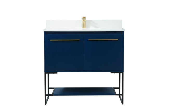 VF42536MBL-BS 36" Single Bathroom Vanity in Blue With Backsplash