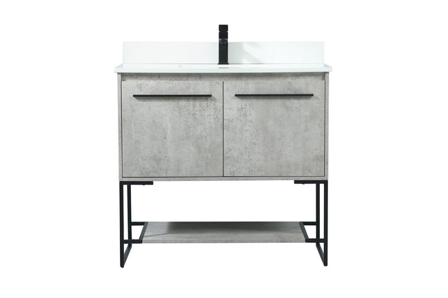 VF42536MCG-BS 36" Single Bathroom Vanity in Concrete Grey With Backsplash