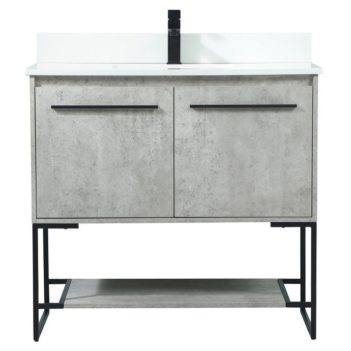 VF42536MCG-BS 36" Single Bathroom Vanity in Concrete Grey With Backsplash