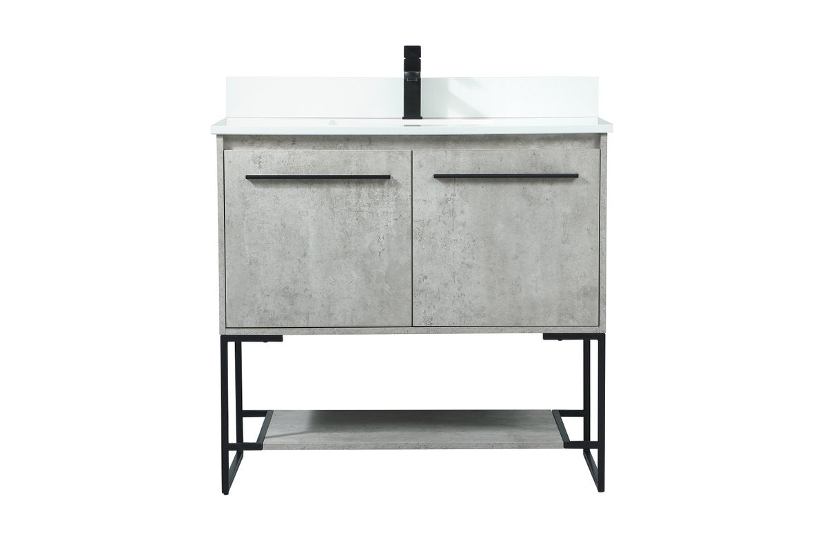 VF42536MCG-BS 36" Single Bathroom Vanity in Concrete Grey With Backsplash