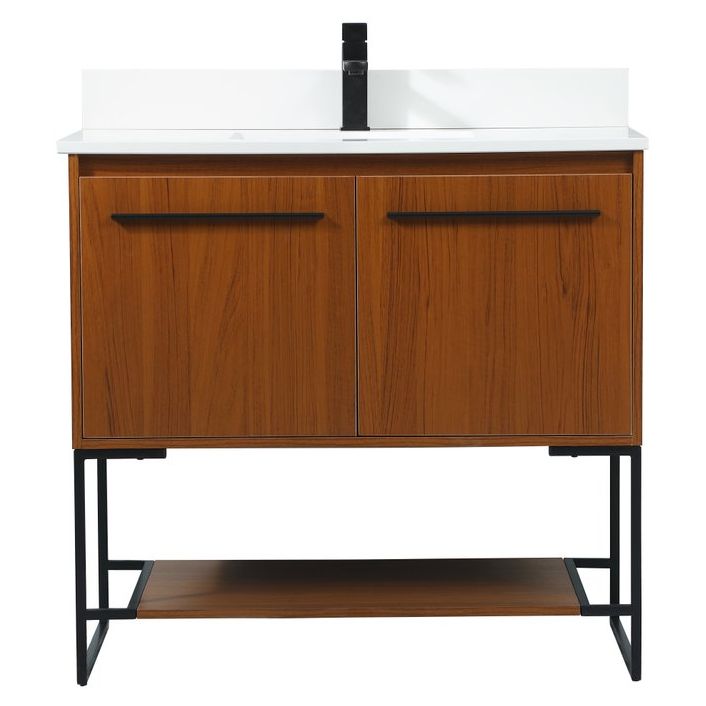 VF42536MTK-BS 36" Single Bathroom Vanity in Teak With Backsplash