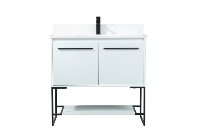 VF42536MWH-BS 36" Single Bathroom Vanity in White With Backsplash