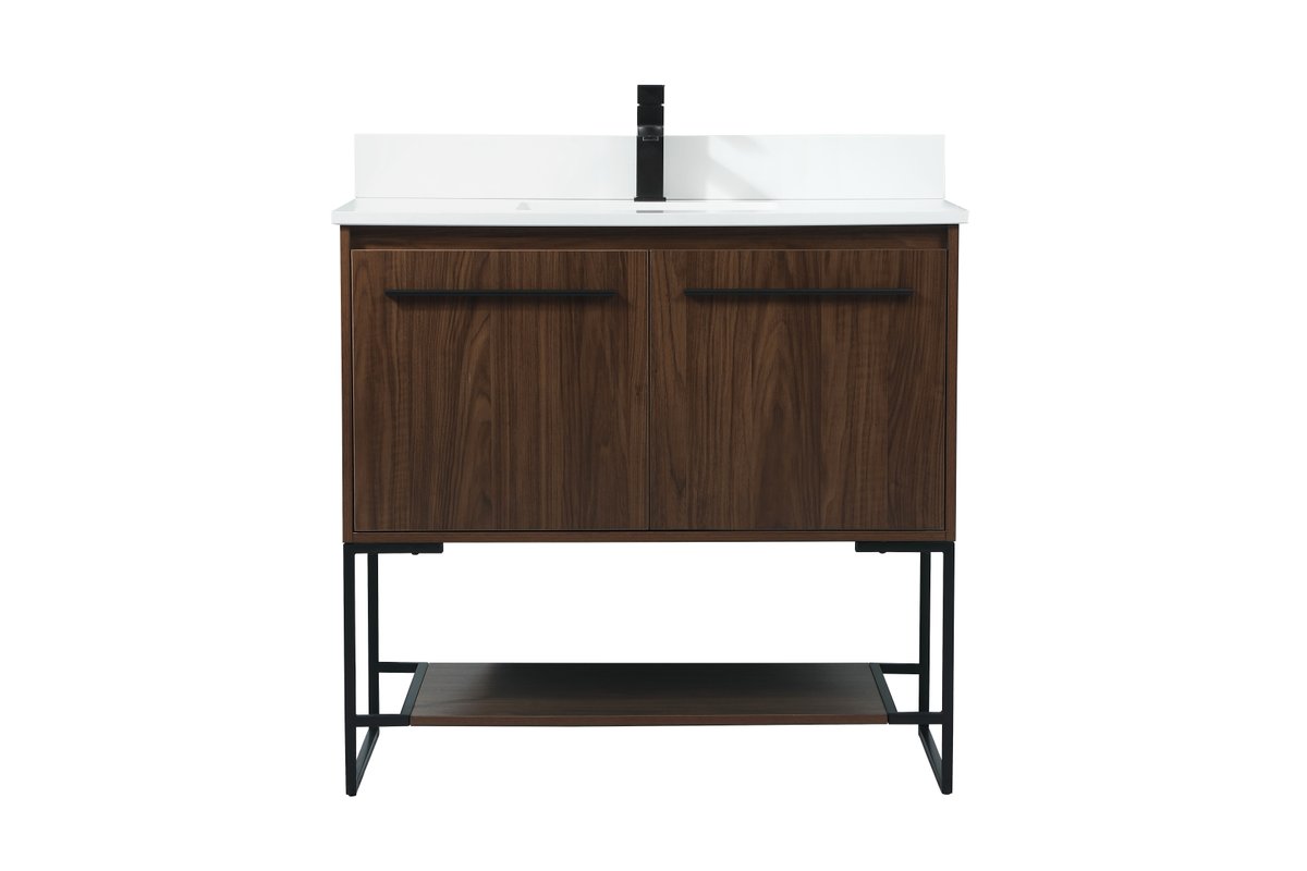 VF42536MWT-BS 36" Single Bathroom Vanity in Walnut With Backsplash