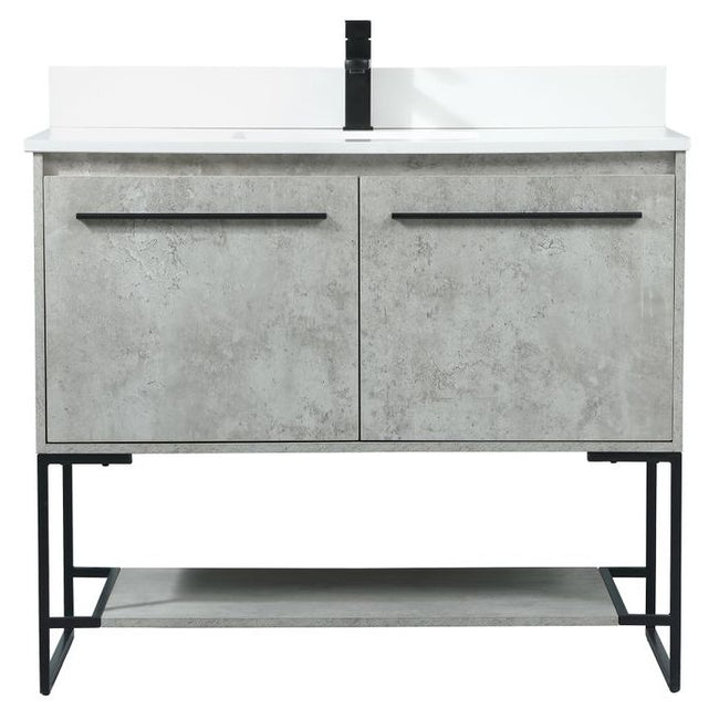 VF42540MCG-BS 40" Single Bathroom Vanity in Concrete Grey With Backsplash