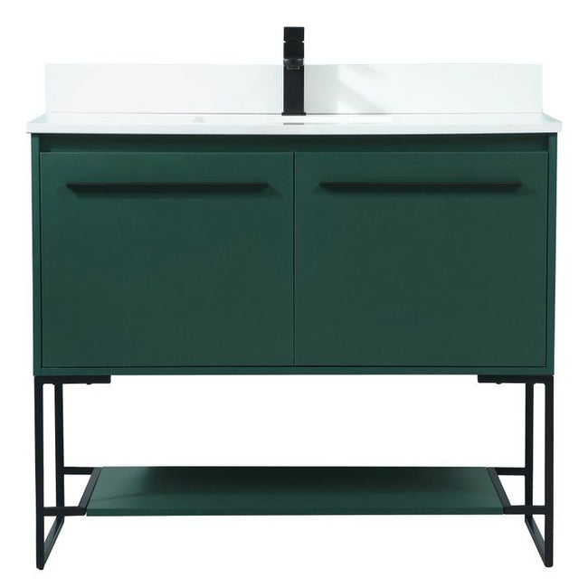 VF42540MGN-BS 40" Single Bathroom Vanity in Green With Backsplash