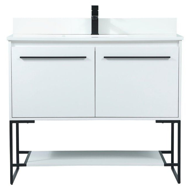 VF42540MWH-BS 40" Single Bathroom Vanity in White With Backsplash