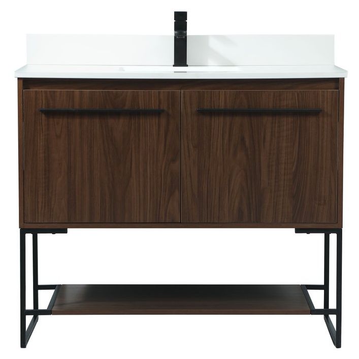 VF42540MWT-BS 40" Single Bathroom Vanity in Walnut With Backsplash