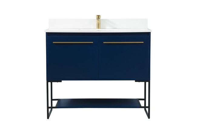 VF42540MBL-BS 40" Single Bathroom Vanity in Blue With Backsplash