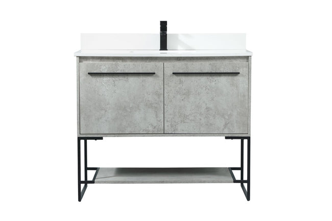 VF42540MCG-BS 40" Single Bathroom Vanity in Concrete Grey With Backsplash