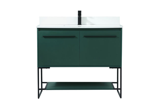 VF42540MGN-BS 40" Single Bathroom Vanity in Green With Backsplash