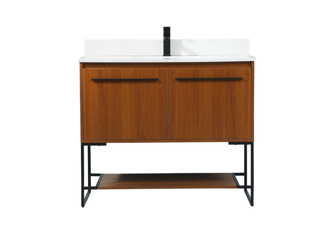 VF42540MTK-BS 40" Single Bathroom Vanity in Teak With Backsplash