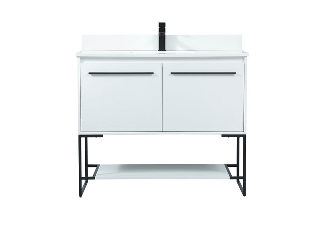 VF42540MWH-BS 40" Single Bathroom Vanity in White With Backsplash