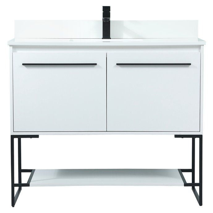 VF42540MWH-BS 40" Single Bathroom Vanity in White With Backsplash