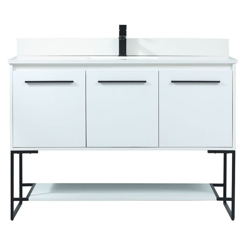 VF42548MWH-BS 48" Single Bathroom Vanity in White With Backsplash