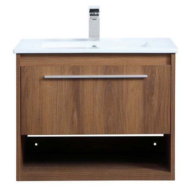 VF43024WB 24" Single Bathroom Floating Vanity in Walnut Brown