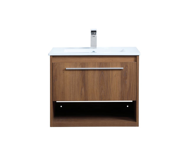 VF43024WB 24" Single Bathroom Floating Vanity in Walnut Brown
