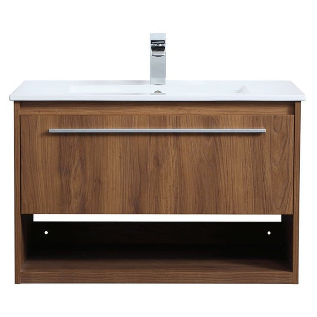 VF43030WB 30" Single Bathroom Floating Vanity in Walnut Brown