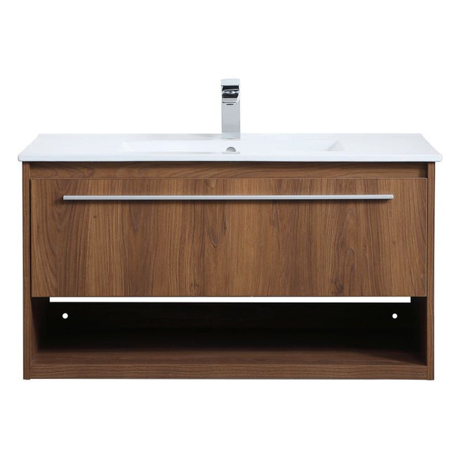 VF43036WB 36" Single Bathroom Floating Vanity in Walnut Brown