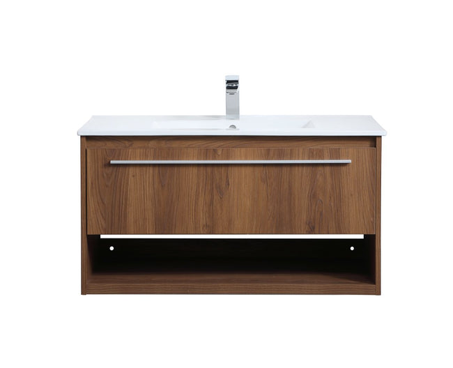 VF43036WB 36" Single Bathroom Floating Vanity in Walnut Brown
