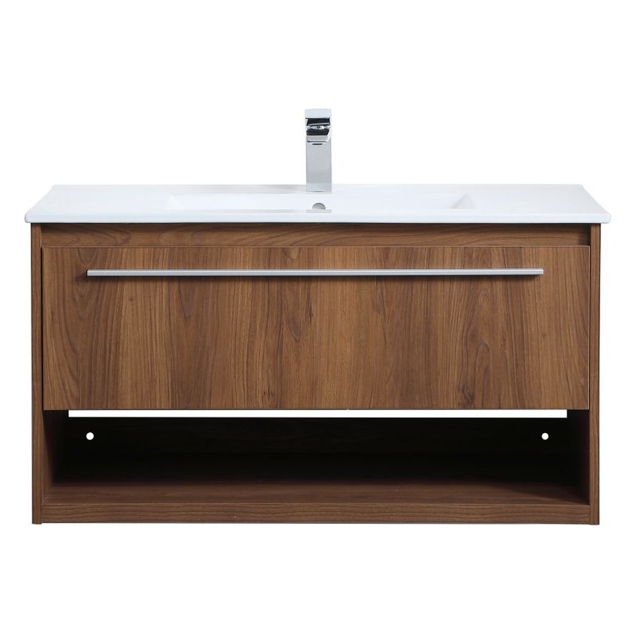 VF43036WB 36" Single Bathroom Floating Vanity in Walnut Brown
