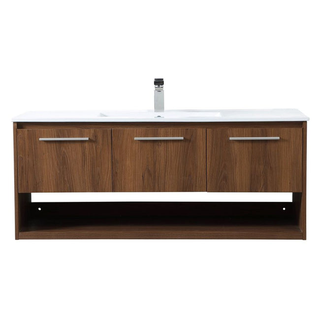 VF43048WB 48" Single Bathroom Floating Vanity in Walnut Brown