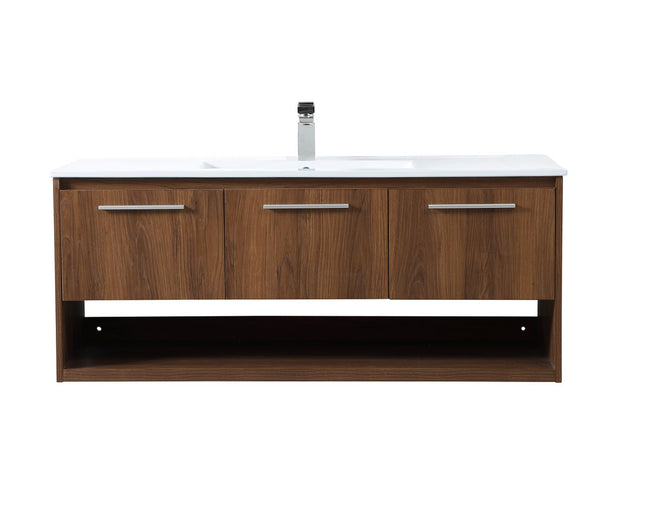 VF43048WB 48" Single Bathroom Floating Vanity in Walnut Brown