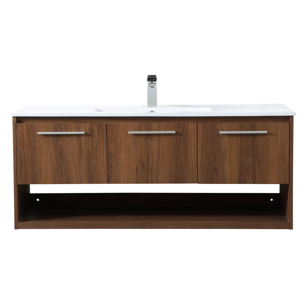 VF43048WB 48" Single Bathroom Floating Vanity in Walnut Brown
