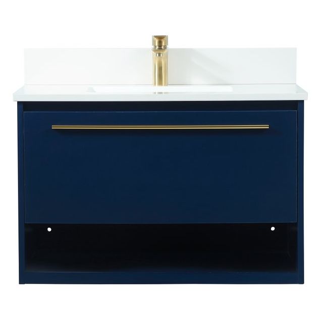 VF43530MBL-BS 30" Single Bathroom Vanity in Blue With Backsplash