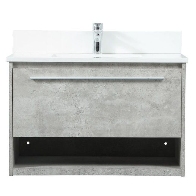 VF43530MCG-BS 30" Single Bathroom Vanity in Concrete Grey With Backsplash
