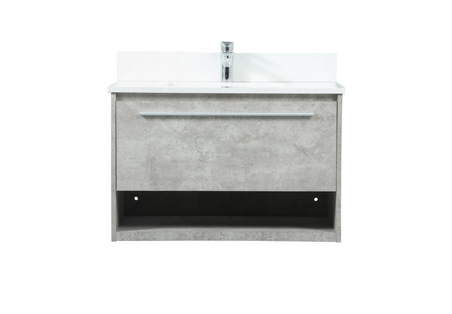 VF43530MCG-BS 30" Single Bathroom Vanity in Concrete Grey With Backsplash