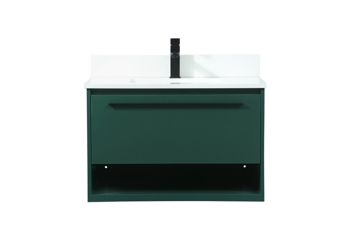 VF43530MGN-BS 30" Single Bathroom Vanity in Green With Backsplash