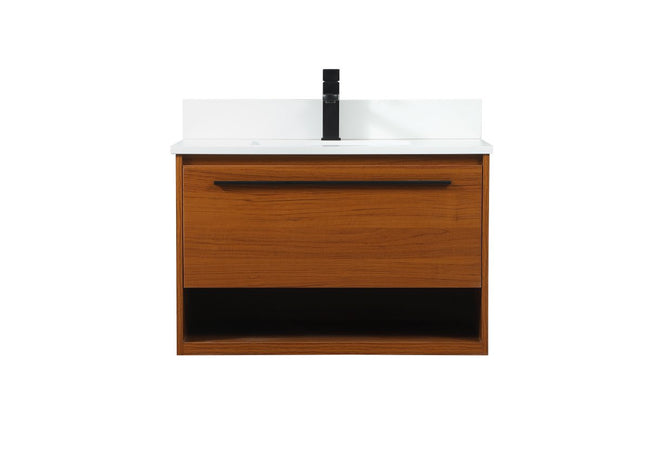 VF43530MTK-BS 30" Single Bathroom Vanity in Teak With Backsplash
