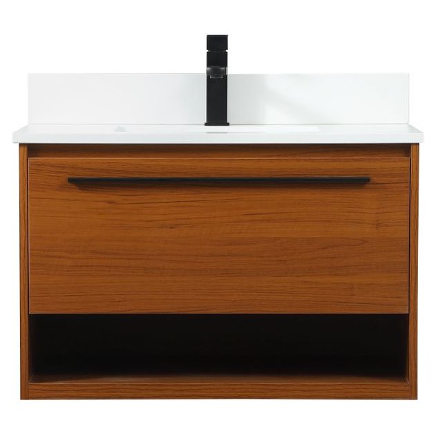 VF43530MTK-BS 30" Single Bathroom Vanity in Teak With Backsplash