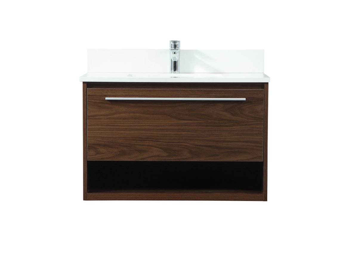 VF43530MWT-BS 30" Single Bathroom Vanity in Walnut With Backsplash