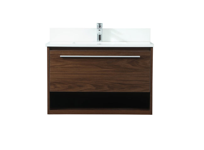 VF43530MWT-BS 30" Single Bathroom Vanity in Walnut With Backsplash